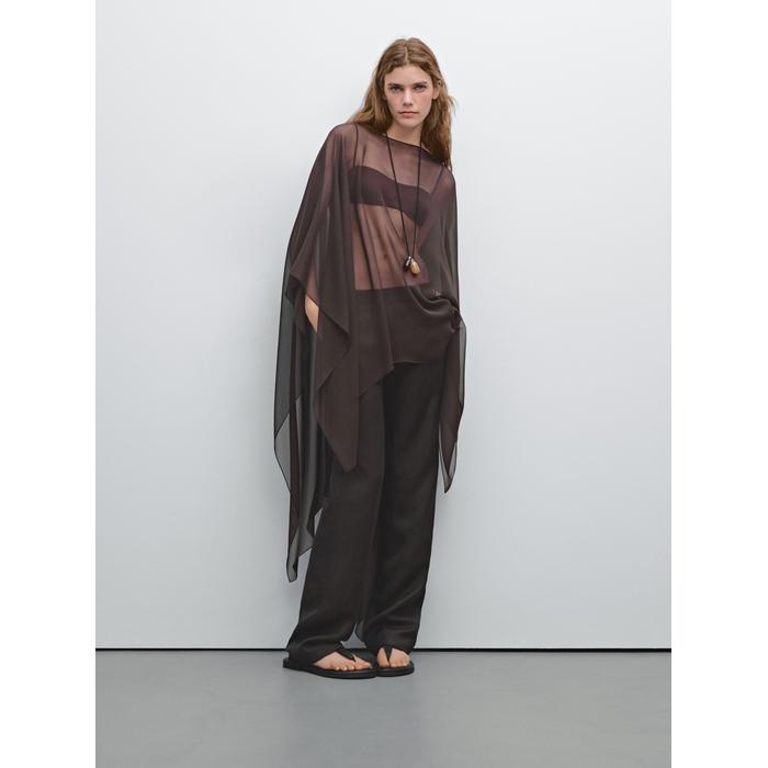 100% mulberry silk fluid cape цвет: Коричневый
