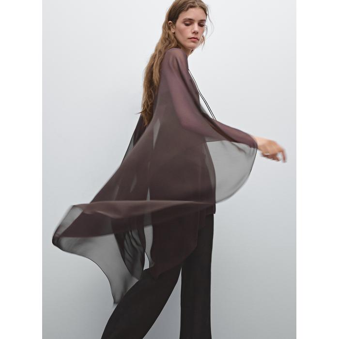 100% mulberry silk fluid cape цвет: Коричневый
