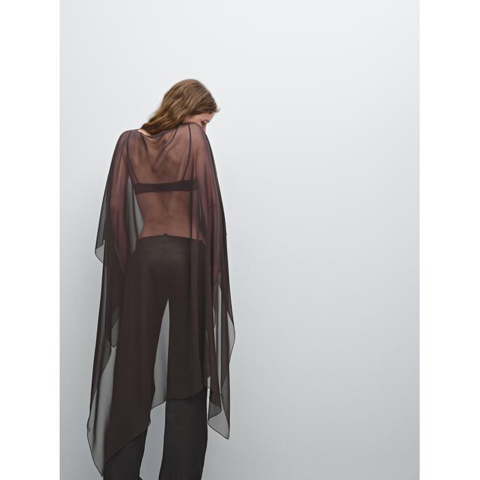 100% mulberry silk fluid cape цвет: Коричневый