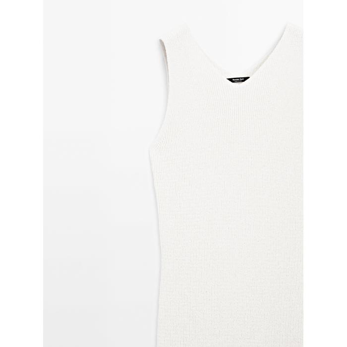 Flared Midi Dress with Stripes цвет: Натуральный, кремовый