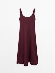 Long flowing dress 100% linen цвет: Бургундский