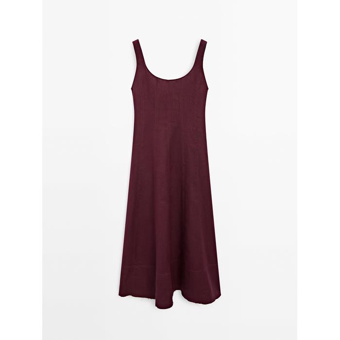 Long flowing dress 100% linen цвет: Бургундский