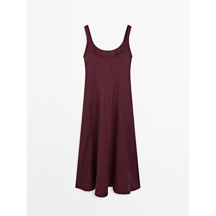 Long flowing dress 100% linen цвет: Бургундский