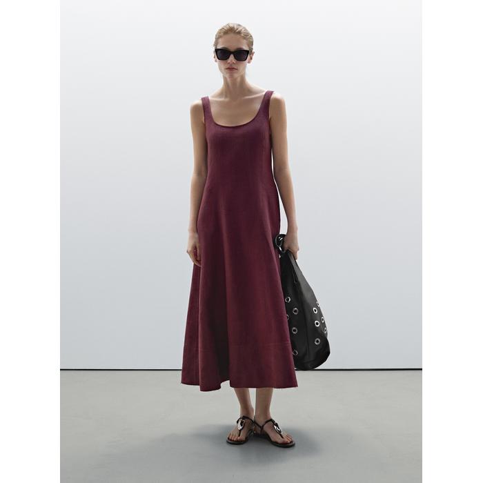 Long flowing dress 100% linen цвет: Бургундский