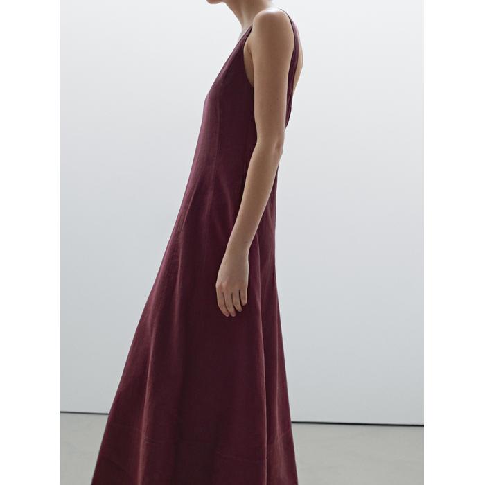 Long flowing dress 100% linen цвет: Бургундский