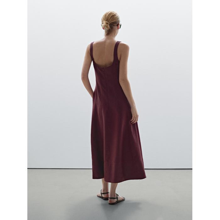 Long flowing dress 100% linen цвет: Бургундский