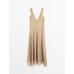Long fluid dress with V-neckline цвет: Песочный