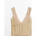 Long fluid dress with V-neckline цвет: Песочный
