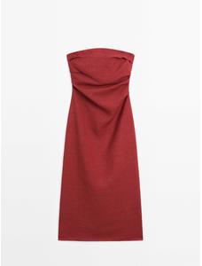 Strapless linen midi dress цвет: 0-947