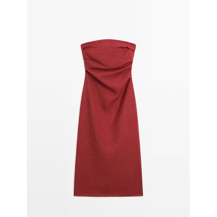 Strapless linen midi dress цвет: 0-947