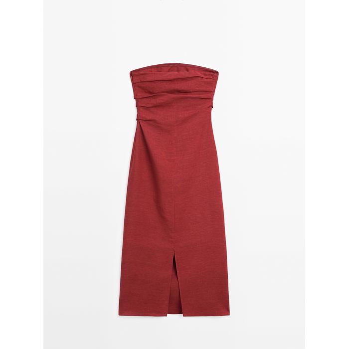 Strapless linen midi dress цвет: 0-947