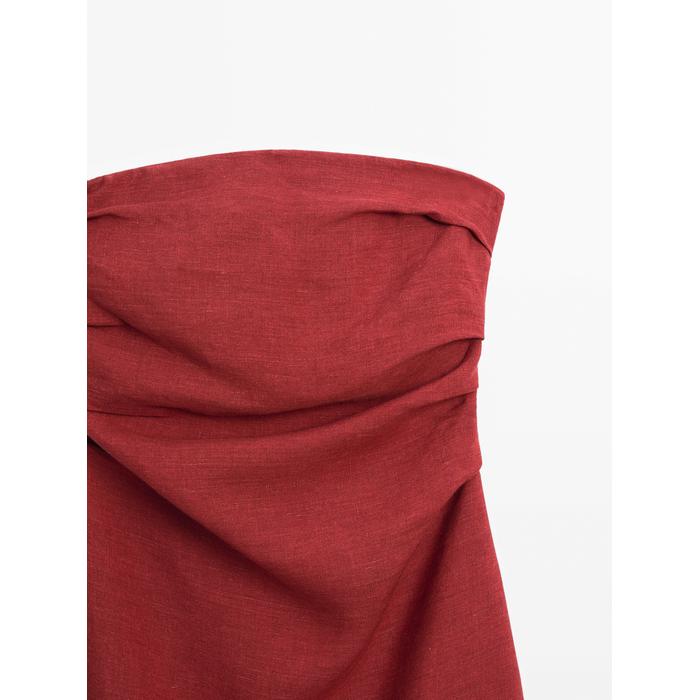Strapless linen midi dress цвет: 0-947