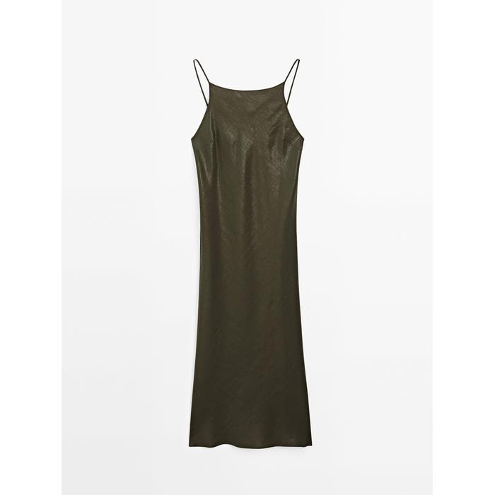 Satin halter dress цвет: Зеленый