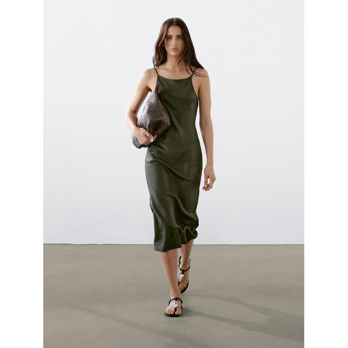 Satin halter dress цвет: Зеленый