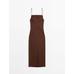 Linen blend ruffled midi dress цвет: Коричневый