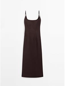 Midi dress cotton blend straps цвет: Гранатовый