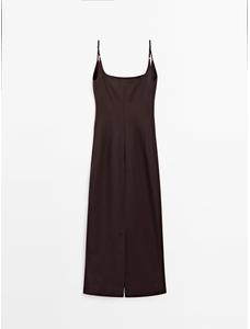 Midi dress cotton blend straps цвет: Гранатовый