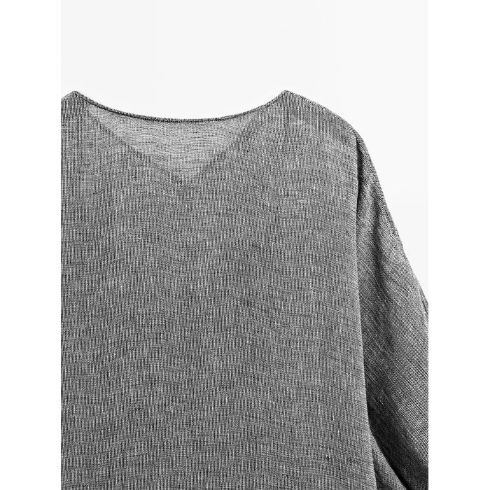Short dress with sleeve detail, 100% linen цвет: Серый