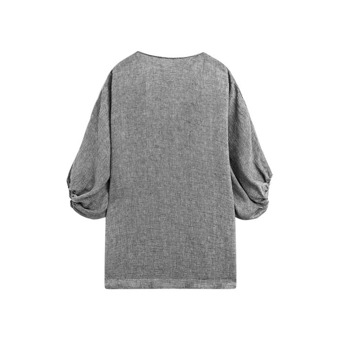 Short dress with sleeve detail, 100% linen цвет: Серый