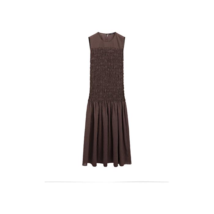 Long flared dress with gathered detail цвет: Коричневый