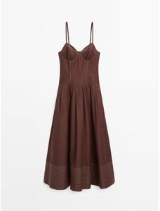 Corset-style dress with contrast stitching цвет: Шоколадный