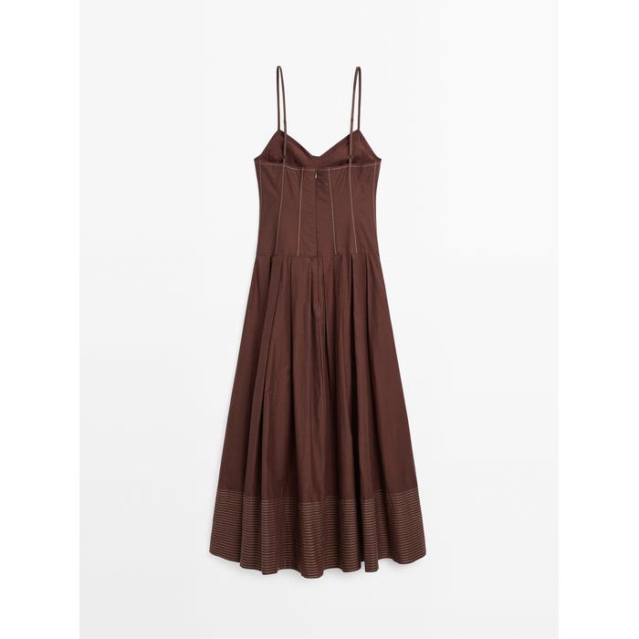 Corset-style dress with contrast stitching цвет: Шоколадный
