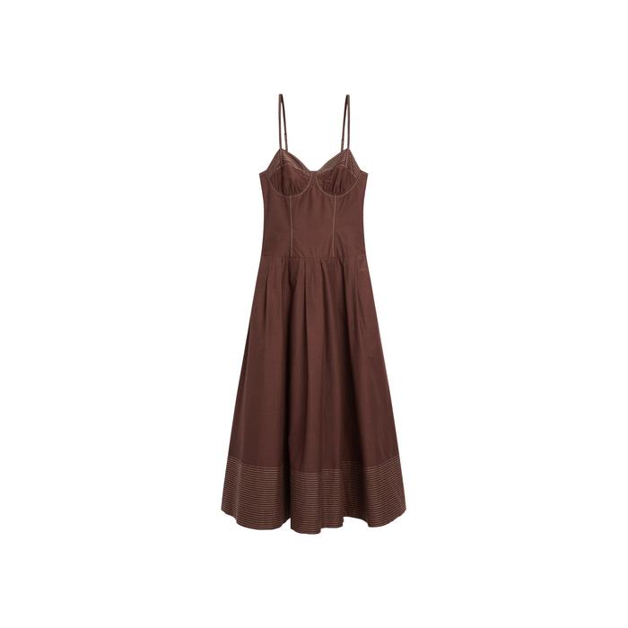 Corset-style dress with contrast stitching цвет: Шоколадный