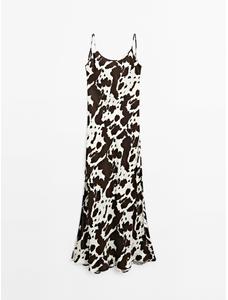 Slip-Style Midi Dress in Animal Print цвет: Шоколадный