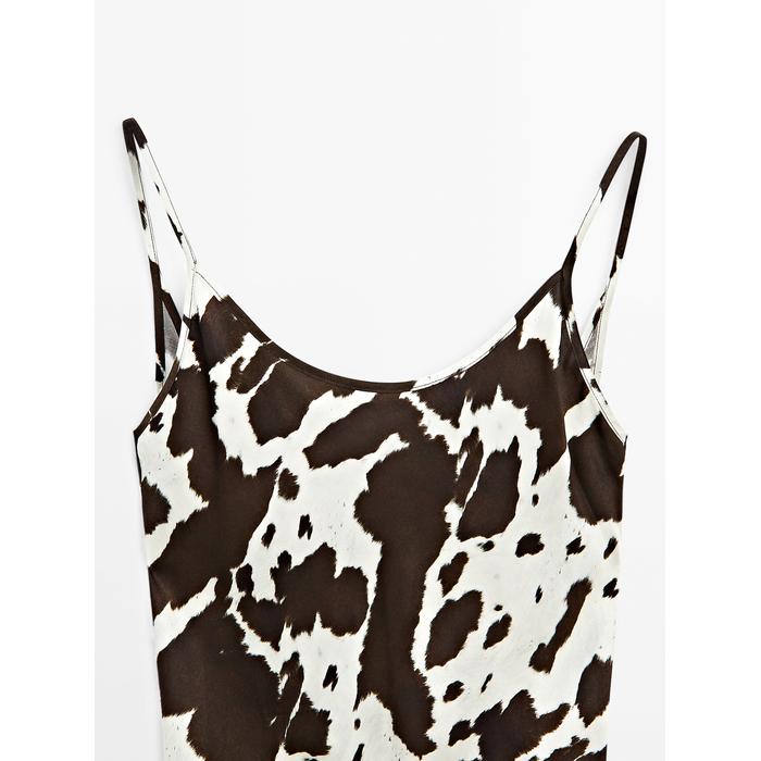 Slip-Style Midi Dress in Animal Print цвет: Шоколадный