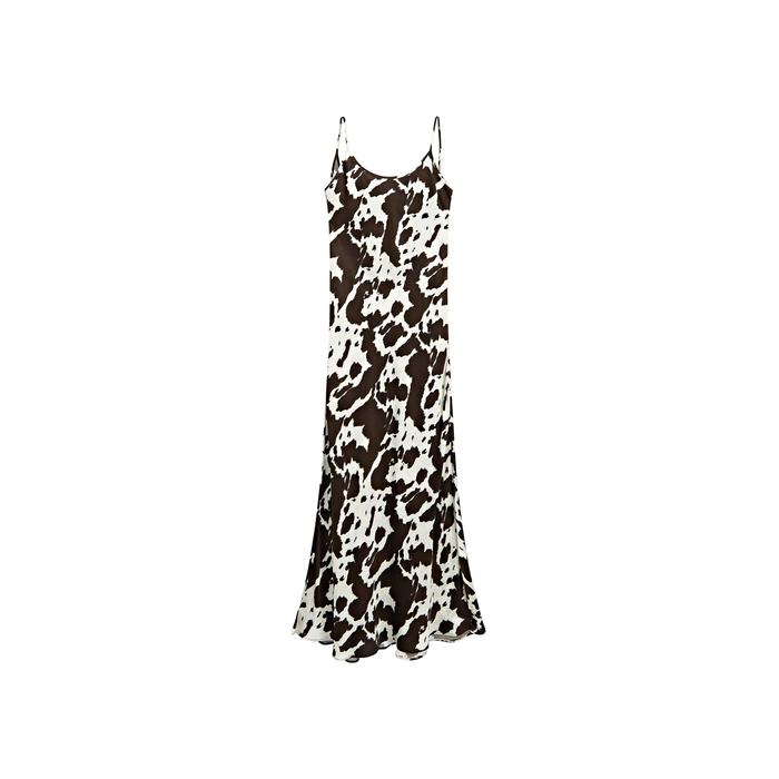 Slip-Style Midi Dress in Animal Print цвет: Шоколадный