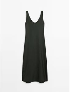 Midi dress 100% linen цвет: Темно-зеленый
