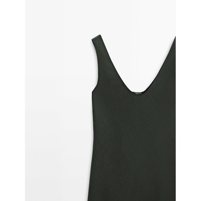 Midi dress 100% linen цвет: Темно-зеленый
