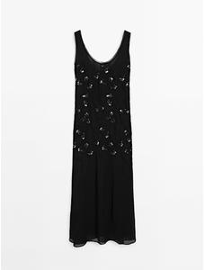Long Dress with Beaded Details цвет: Черный