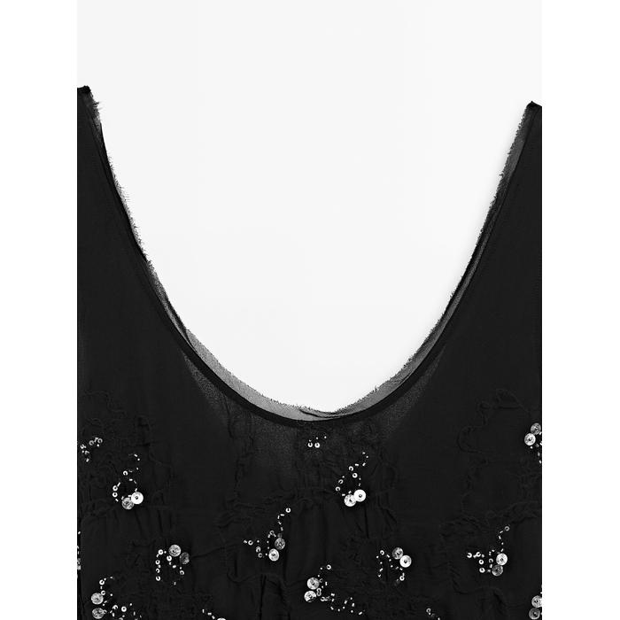 Long Dress with Beaded Details цвет: Черный