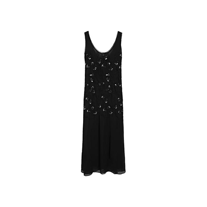 Long Dress with Beaded Details цвет: Черный
