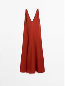 Long fluid flared dress цвет: Жжено-оранжевый