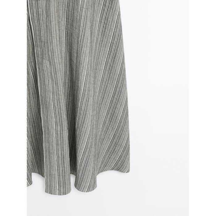 Flared Midi Dress with Stripes цвет: Натуральный, кремовый
