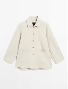 Raglan sleeve cotton blend trench coat цвет: Натуральный, кремовый