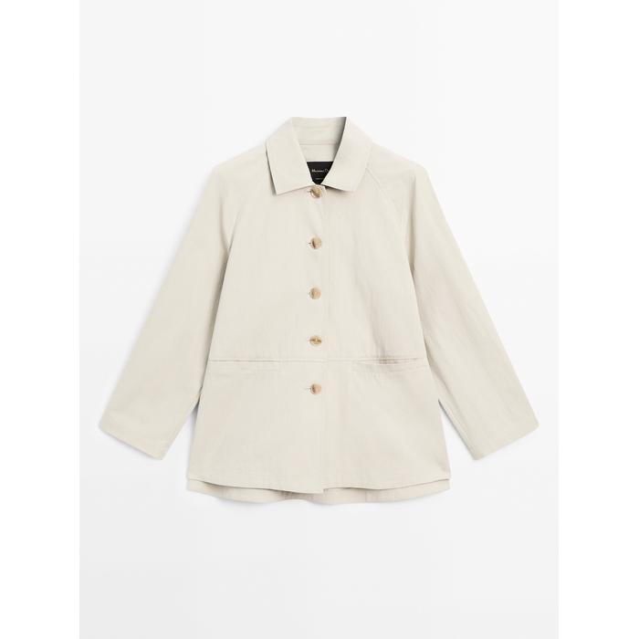 Raglan sleeve cotton blend trench coat цвет: Натуральный, кремовый