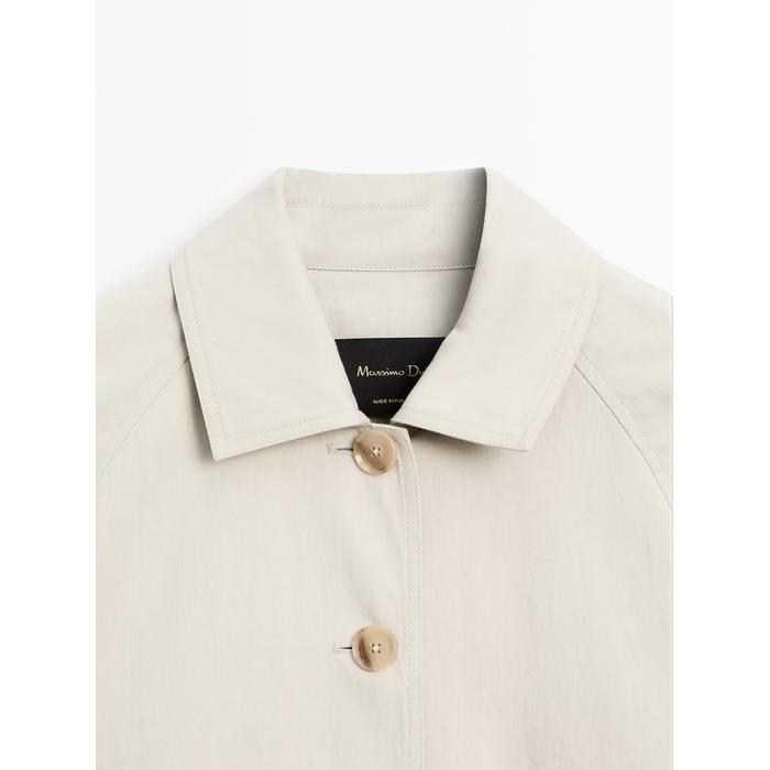 Raglan sleeve cotton blend trench coat цвет: Натуральный, кремовый