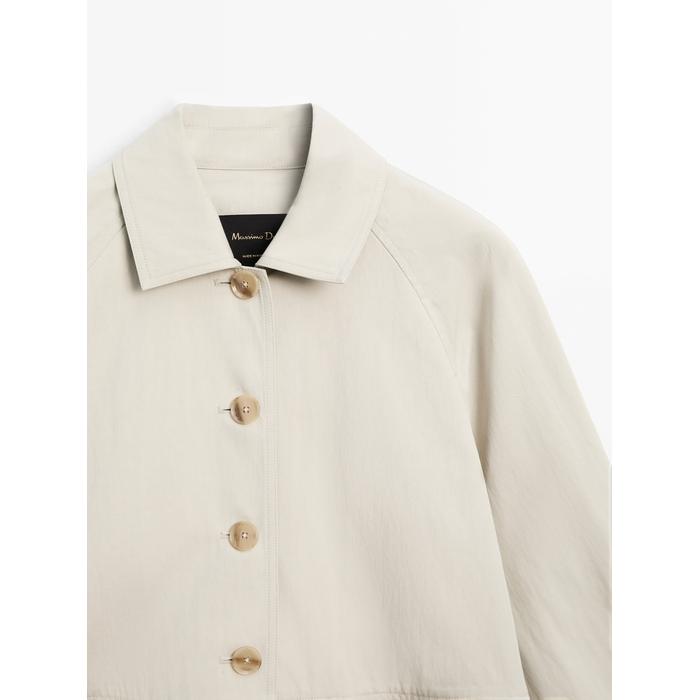 Raglan sleeve cotton blend trench coat цвет: Натуральный, кремовый