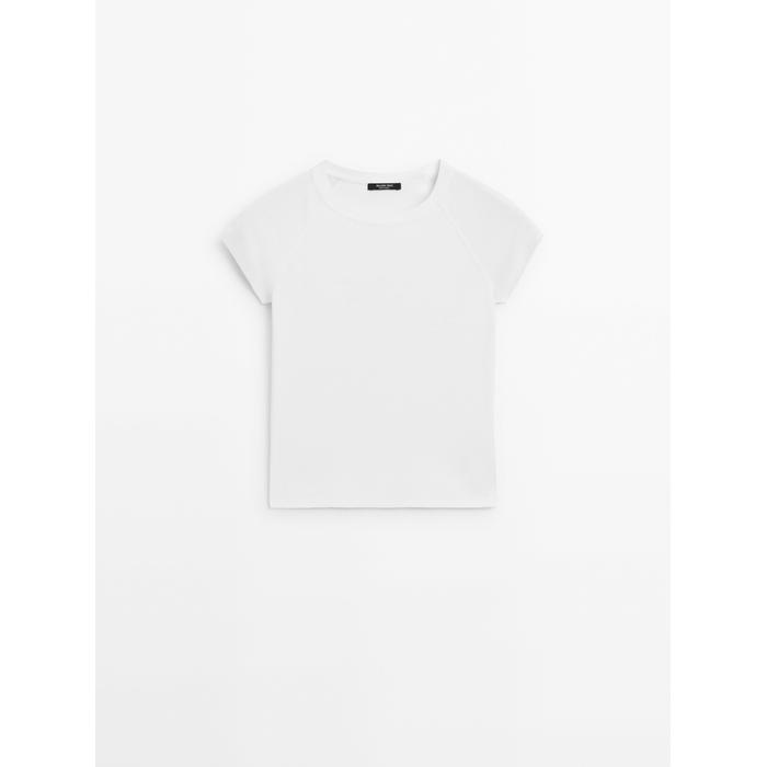 100% cotton raglan fitted T-shirt цвет: Белый