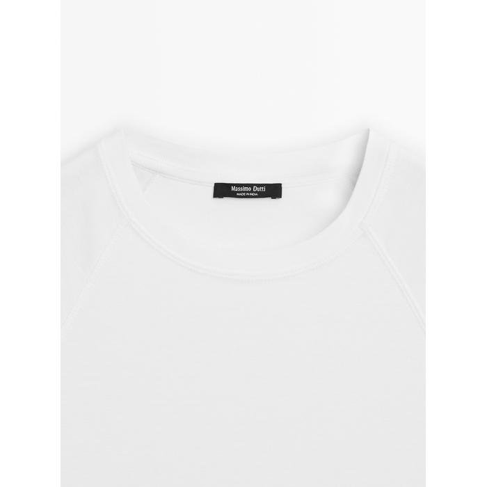 100% cotton raglan fitted T-shirt цвет: Белый
