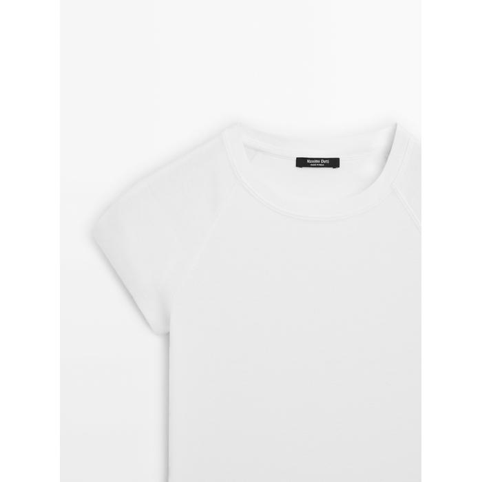 100% cotton raglan fitted T-shirt цвет: Белый