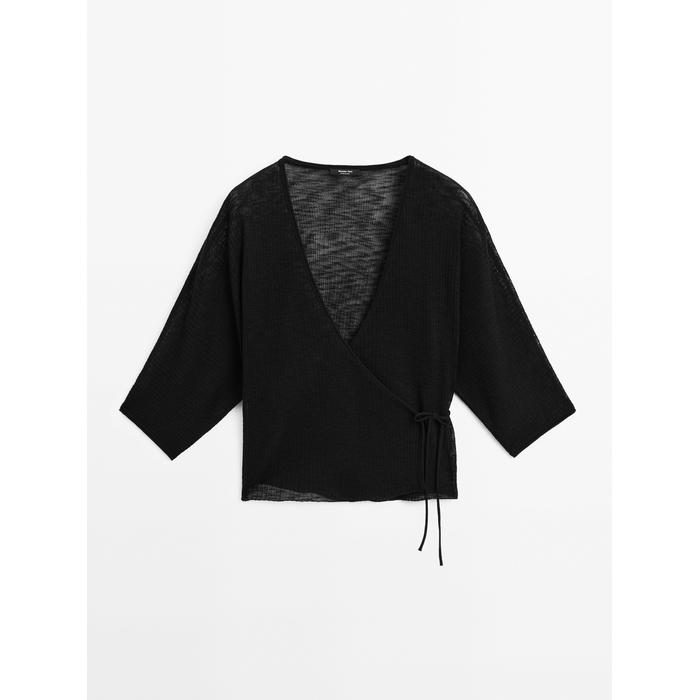 Fluid kimono with tie closure цвет: Черный
