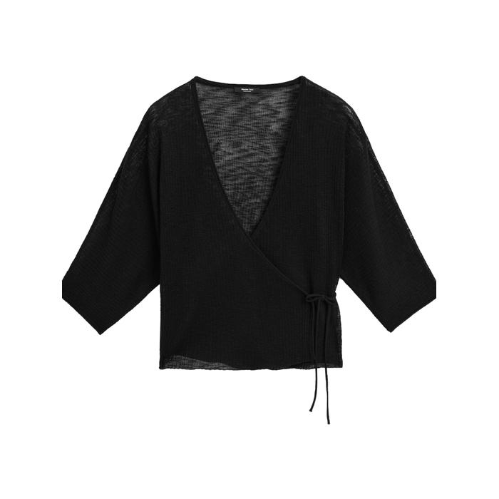 Fluid kimono with tie closure цвет: Черный