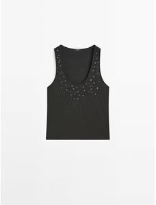 Halter top with studs цвет: Свинцовый
