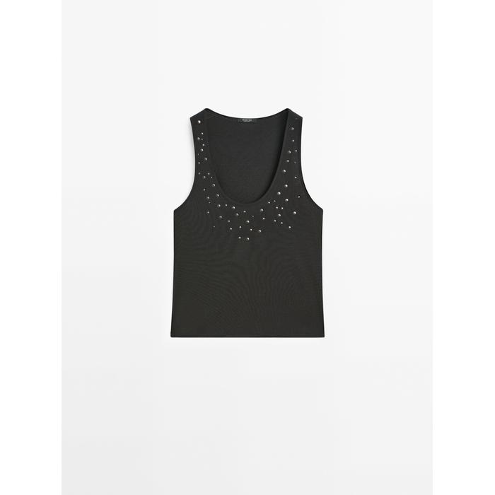 Halter top with studs цвет: Свинцовый