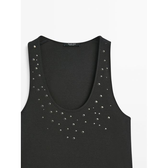 Halter top with studs цвет: Свинцовый