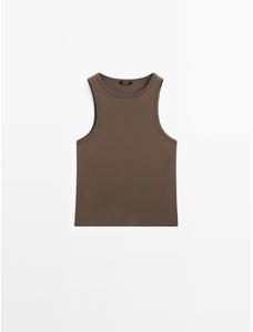 Slim top with stud details цвет: Кротово-коричневый
